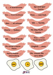 Odmiana czasownika "to Be" - gra do druku oparta o piosenkę "Jelly on a plate"