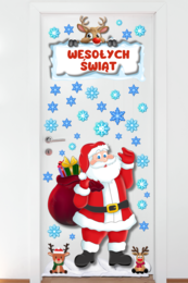 ŚWIĄTECZNA dekoracja drzwi z MIKOŁAJEM XXL