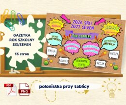 Gazetka szkolna na rozpoczęcie roku 2026/2027 – komiksowy pakiet dekoracyjny (PDF i PNG)
