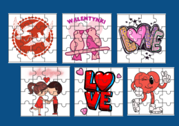 WALENTYNKI - PUZZLE – 16 obrazków