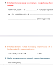 Kartkówka/karta pracy KWASY KARBOKSYLOWE