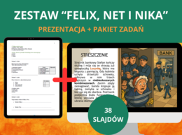 Zestaw – „Felix, Net i Nika oraz Gang Niewidzialnych Ludzi”: test + prezentacja ze streszczeniem [PDF/PPTX] – język polski, klasa 6