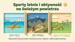 Lato - prezentacja edukacyjna/gazetka szkolna o przyrodzie, wakacjach i bezpieczeństwie