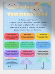 10 zabaw na deszczowy dzień. PLAKAT