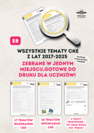 Estetyczne szablony na wypracowania E8 + lista archiwalnych tematów CKE