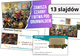 Prezentacja multimedialna- Zawisza Czarny i Bitwa pod Grunwaldem, zgodna z podstawą programową, możliwość edycji, Materiał cyfrowy