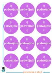 Podwójnie wyrazy z ą,ę - ortograficzna gra typu dobble