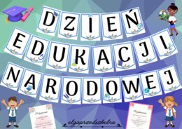 Dzień Edukacji Narodowej - girlanda a4, kolorowe obrazki, podziękowania.