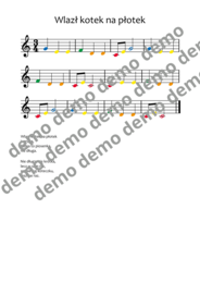 Wlazł kotek na płotek nuty literowe