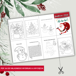 Mini Łamigłówki i Kolorowanki Świąteczne/Mikołajkowe ☃️Do wycięcia 💗
