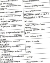 Położenie i ukształtowanie powierzchni Europy (rozsypanka)