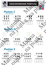 Odejmowanie pisemne/Karta pracy/Klasa 4 SP./ Klasa 5 SP./ Klasa 6 SP.