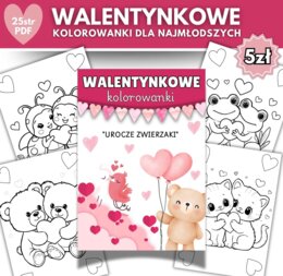 🩷❤️ Walentynkowe Kolorowanki "Urocze Zwierzaki" 🩷❤️ 25 stron