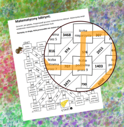 (klasa 5) Labirynt z podzielnością, cechami podzielności i szczurkiem.