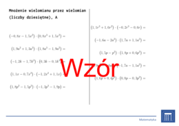 Mnożenie wielomianu przez wielomian (liczby dziesiętne) | matematyka, algebra | 26 kolumn