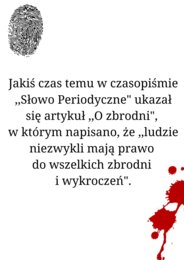 Gra kryminalna motywująca do czytania lektury ,,Zbrodnia i kara"