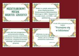 MIESIĄC BIBLIOTEK SZKOLNYCH – biblioteka – gazetka – cytaty – wersja 2