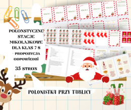 Mikołajki na języku polskim, lekcja mikołajkowa, stacje zadaniowe, stanowiska klasy 7-8 wraz z propozycją rozwiązań