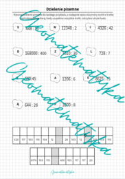 Dzielenie pisemne - kodowana karta pracy