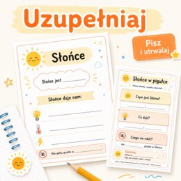Wklejka do zeszytu. Słońce w pigułce