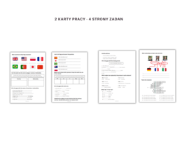 Countries and Nationalities Worksheet - Pańśtwa i Narodowości, 2 katy pracy, język angielski, dodatkowo czasownik "to be" w zdaniach twierdzących i zaimki osobowe