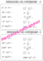 Szybkie karteczki - potęgi i pierwiastki. Klasa 7. Klasa 8.