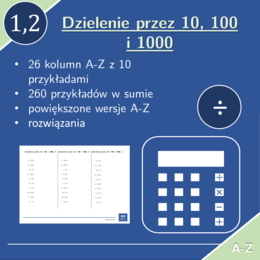 Dzielenie przez 10, 100 i 1000 | matematyka | 26 kolumn