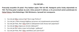 Gra typu psychotest z lektury "Felix, Net i Nika oraz Gang Niewidzialnych Ludzi"
