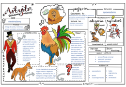 "Artysta" Sławomira Mrożka - karta do uzupełnienia i karta wypełniona