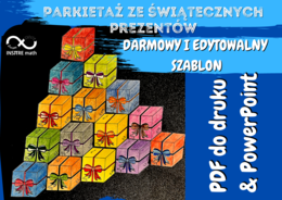 DARMOWY Parkietaż ze świątecznych prezentów. Ułamki zwykłe, ułamki dziesiętne i procenty. EDYTOWALNY