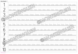 Nauka pisania po śladzie: Numbers 1-100 TRACING