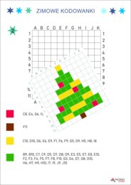 Kodowanka - zima, święta, choinka, dyktando graficzne, łatwe