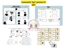 Lekcja czasownik "być", język polski jako obcy poziom A1, domino, gramatyka