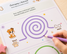 Ślady łapek Reksia – ćwiczenie grafomotoryczne