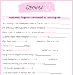 Karty do tłumaczenia - angielski