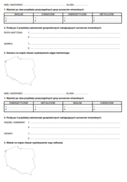 SUROWCE MINERALNE W POLSCE - Kartkówka