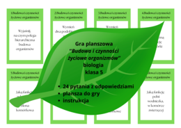 Biologia. Klasa 5. Gra dydaktyczna metoda aktywizująca. Budowa i czynności życiowe organizmów. PYTANIA I ODPOWIEDZI.
