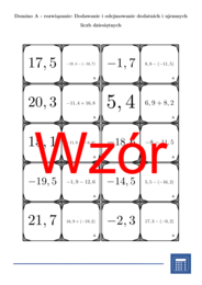 Domino - Dodawanie i odejmowanie dodatnich i ujemnych liczb dziesiętnych | matematyka