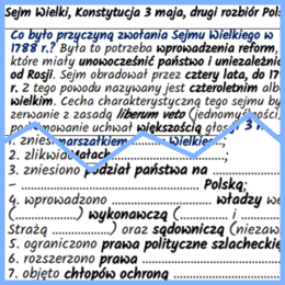 Sejm Wielki, Konstytucja 3 maja, drugi rozbiór Polski – notatki i karta pracy