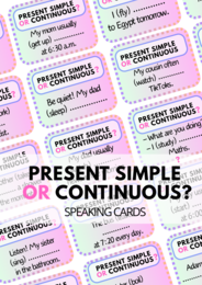 Present Simple OR Present Continuous - 80 speaking cards - karty do speakingu - porównanie czasów - powtórzenie - speaking - mówienie