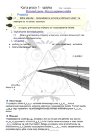 Doświadczenia z optyki -karty pracy