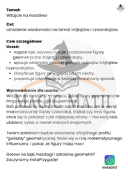 Witajcie na InstaGEO - social media dla figur geometrycznych! Geometria - pomysł na lekcję.