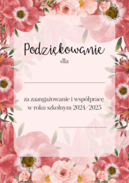 PODZIĘKOWANIA ROK SZKOLNY