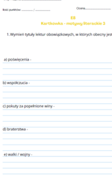 Kartkówka E8 - motywy literackie 3, gramatyka, interpunkcja, mowa zależna i mowa niezależna