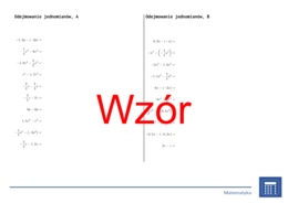 Odejmowanie jednomianów | matematyka, algebra | 26 kolumn