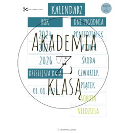 KALENDARZ DOMOWY - do powieszenia na lodówce/tablicy magnetycznej/tablicy korkowej