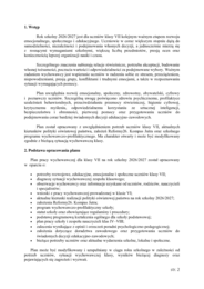 PLAN PRACY WYCHOWAWCZEJ dla klasy VII na rok szkolny 2026/2027