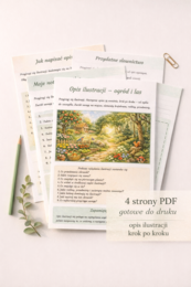 Opis ilustracji - ogród i las [Karta pracy]