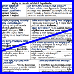 Wojny za czasów ostatnich Jagiellonów - notatki i karta pracy