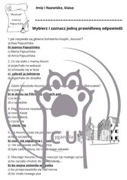 Karty Pracy z odpowiedziami do lektury „Asiunia” Joanny Papuzińskiej